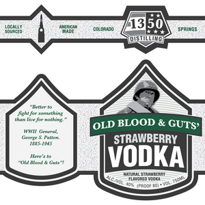Front and side label for Old Blood & Guts' Strawberry Vodka
