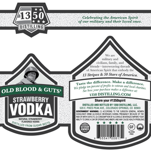 Side and back label for Old Blood & Guts' Strawberry Vodka